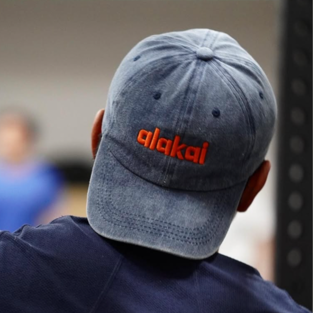 Alakai Dad Cap - Acid Wash Denim in Orange